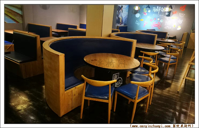 广州潮家粥品店卡座餐桌椅