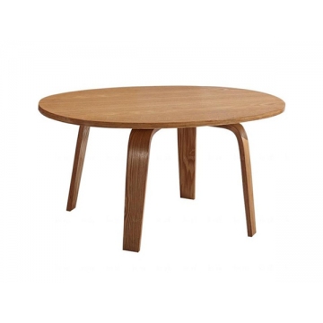 实木台面搭弯曲木台脚桌子