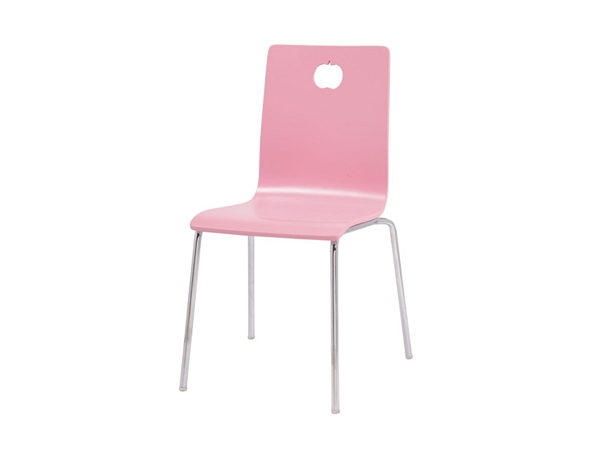 粉红色烤漆曲木快餐椅定制