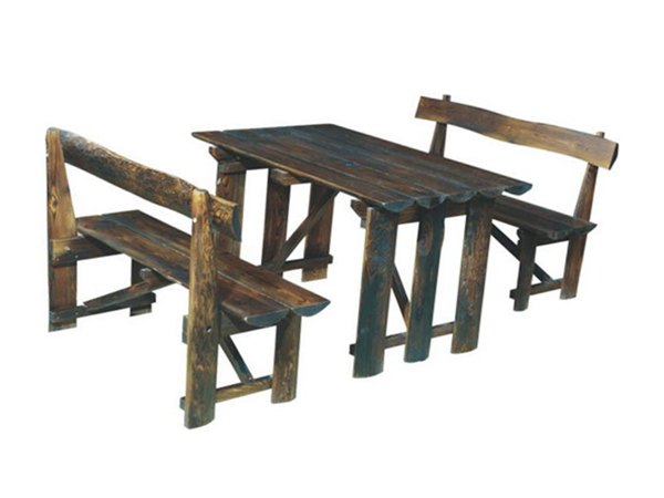 中式实木桌椅，炭烧木家具
