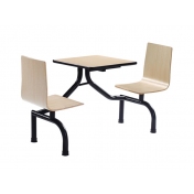 钢木连体桌椅，两人位桌椅