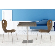胡桃色钢木餐桌椅款式图片