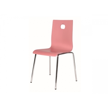 苹果图案的粉红色烤漆餐椅