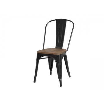 带实木座板的铁艺靠背椅子