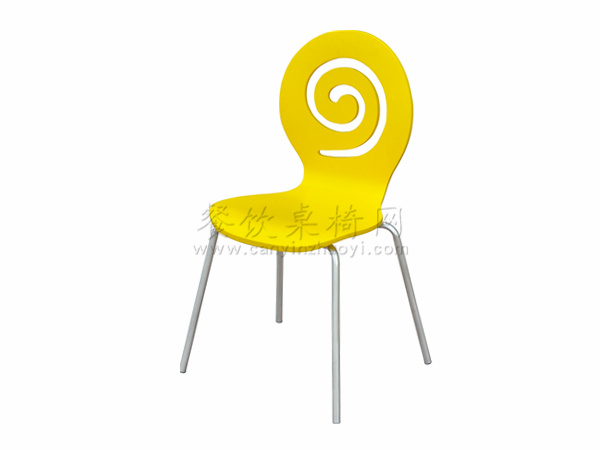 黄色烤漆时尚个性曲木椅子
