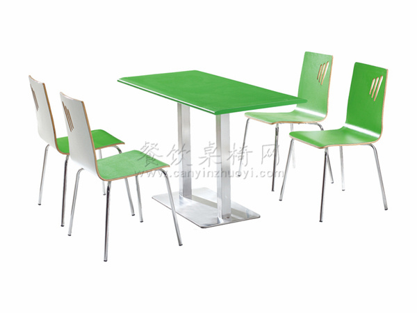 绿色防火板贴面糖水店桌椅