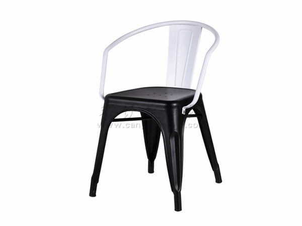 黑白相间铁制餐椅款式图片