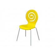 黄色烤漆时尚个性曲木椅子