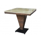 石材桌子，藤编的餐桌台脚