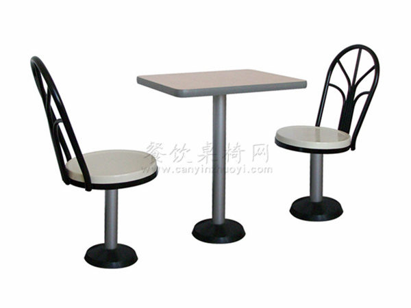 孔雀靠背款式的固定餐桌椅