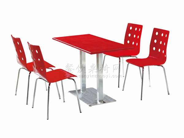 红色烤漆甜品店桌子和椅子