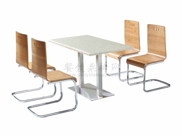 人造石餐桌，弯曲木快餐椅