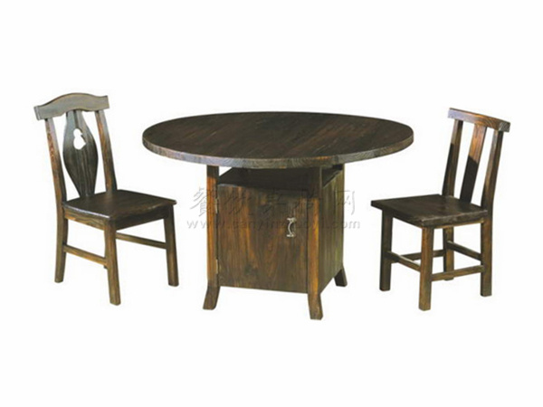 炭烧木桌椅，中式实木家具