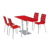 红色烤漆甜品店桌子和椅子