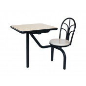 单人结构的连体式快餐桌椅