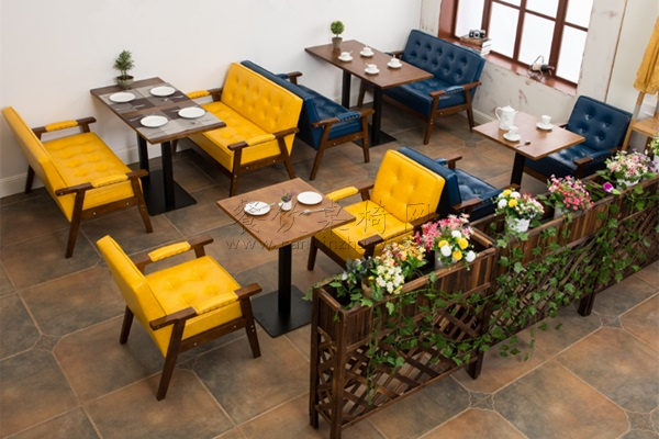 钦州市咖啡厅实木卡座沙发
