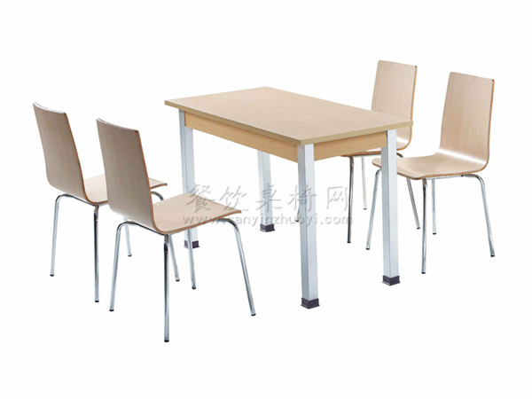 黄石食堂餐桌椅，钢木家具