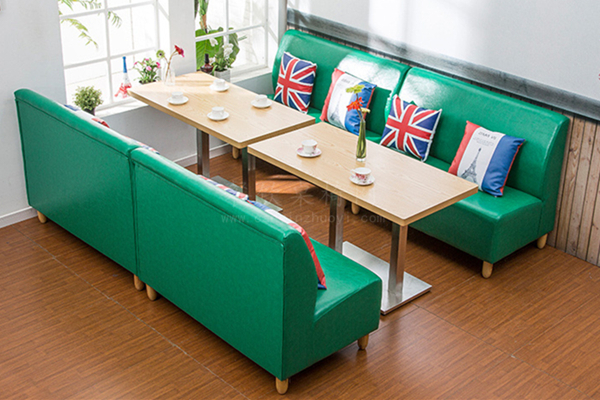 绿色油蜡皮革沙发餐桌组合