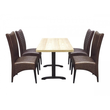 西安钢木餐桌和软包椅组合