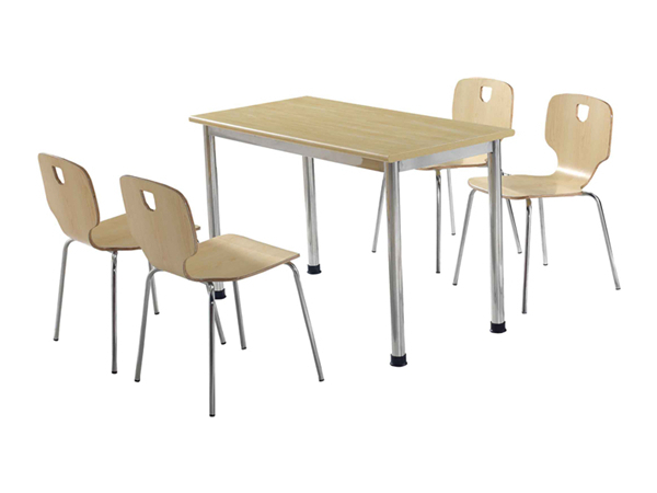 辛集桌椅组合，钢木餐桌椅