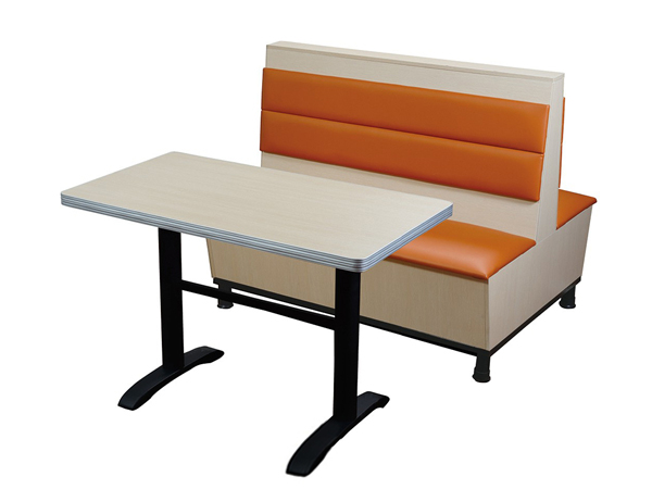 甘南板式卡座沙发和钢木桌