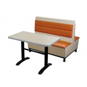 甘南板式卡座沙发和钢木桌