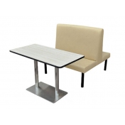 白山钢木桌和皮革沙发组合