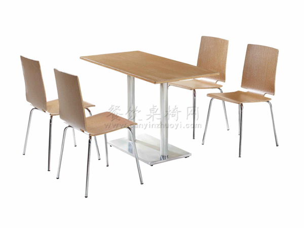 汉堡店餐桌椅，钢木餐桌椅