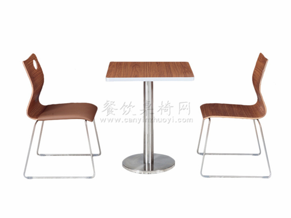 不锈钢餐桌椅，钢木餐桌椅