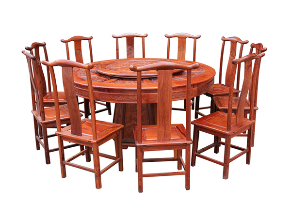 十人位花梨木高档餐厅桌椅