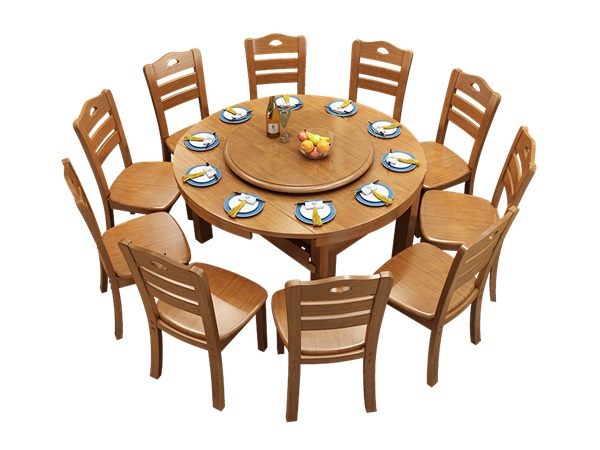 橡胶木十人位餐桌椅子组合