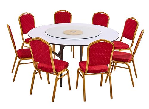 八人位饭店金属宴会餐桌椅