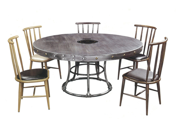 工业复古风铁艺五人餐桌椅