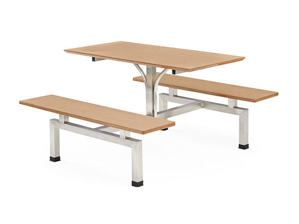 不锈钢连体式四人位餐桌椅