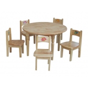 五人位儿童餐厅实木餐桌椅