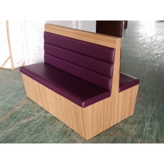 免漆板搭紫色皮革卡座沙发