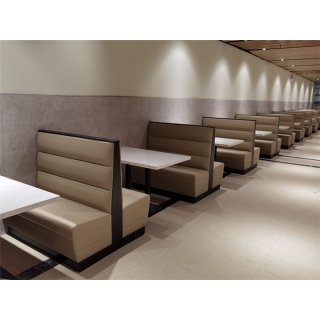 中式饭店卡座沙发桌子案例
