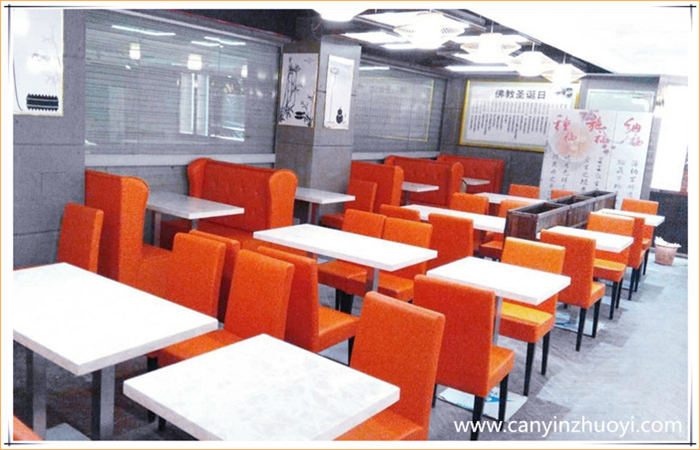 白云区观自在素食店卡座桌椅