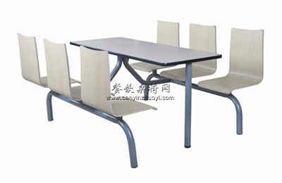 连体结构六人位防火板饭堂桌椅