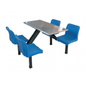 中空塑料椅面的食堂餐桌椅