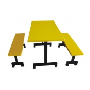 分体结构条形凳食堂餐桌椅