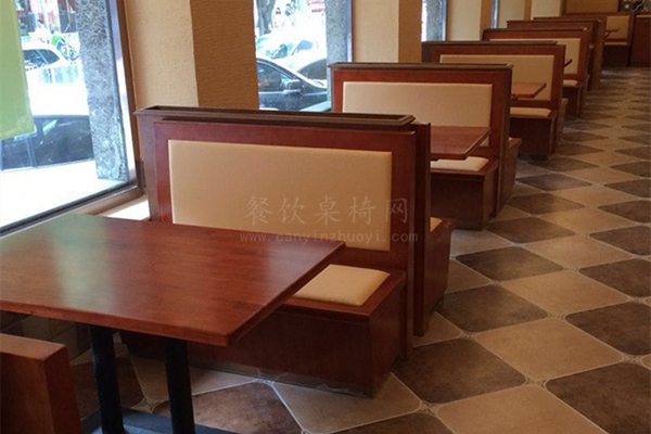 中式饭店实木卡座沙发案例