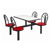 枣庄玻璃钢连体食堂餐桌椅