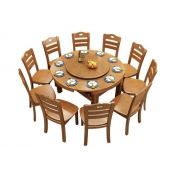 橡胶木十人位餐桌椅子组合