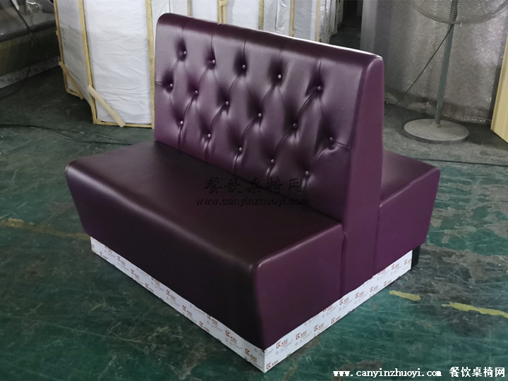 紫色皮双面火锅店卡座沙发