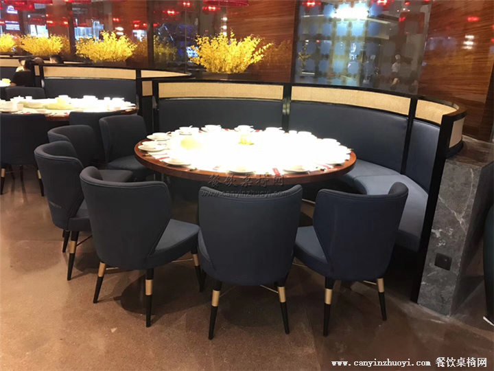 粤菜馆弧形卡座沙发餐桌椅
